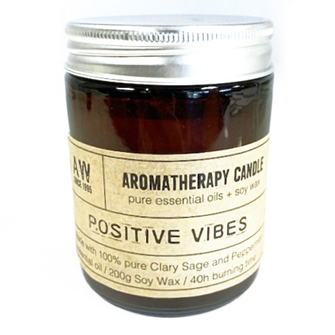 Soy Wax Natural Aromatherapy Candle - Positive Vibes Clary Sage & Peppermint