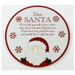 Wooden Santa Treat Plate Christmas Eve Red & White
