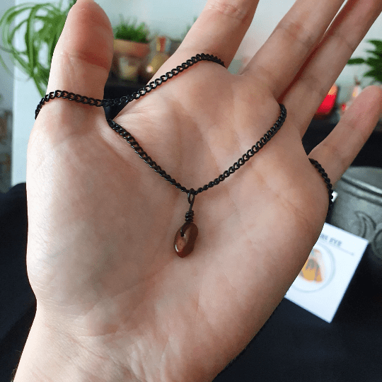 4. All Black Tigers Eye Necklace Holding