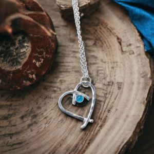 Kisley Designs - Argentium Silver Heart With a Bezel Set Apatite