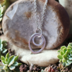 Argentium Silver textured double ring pendant
