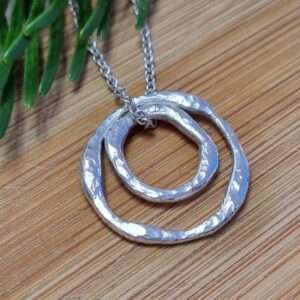 Kisley Designs Argentium Silver Organic shaped twin ring pendant