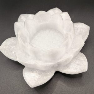 White Flower Tea Light Holder in Blooming Floral Design for LED Tea Lights and Home Decor